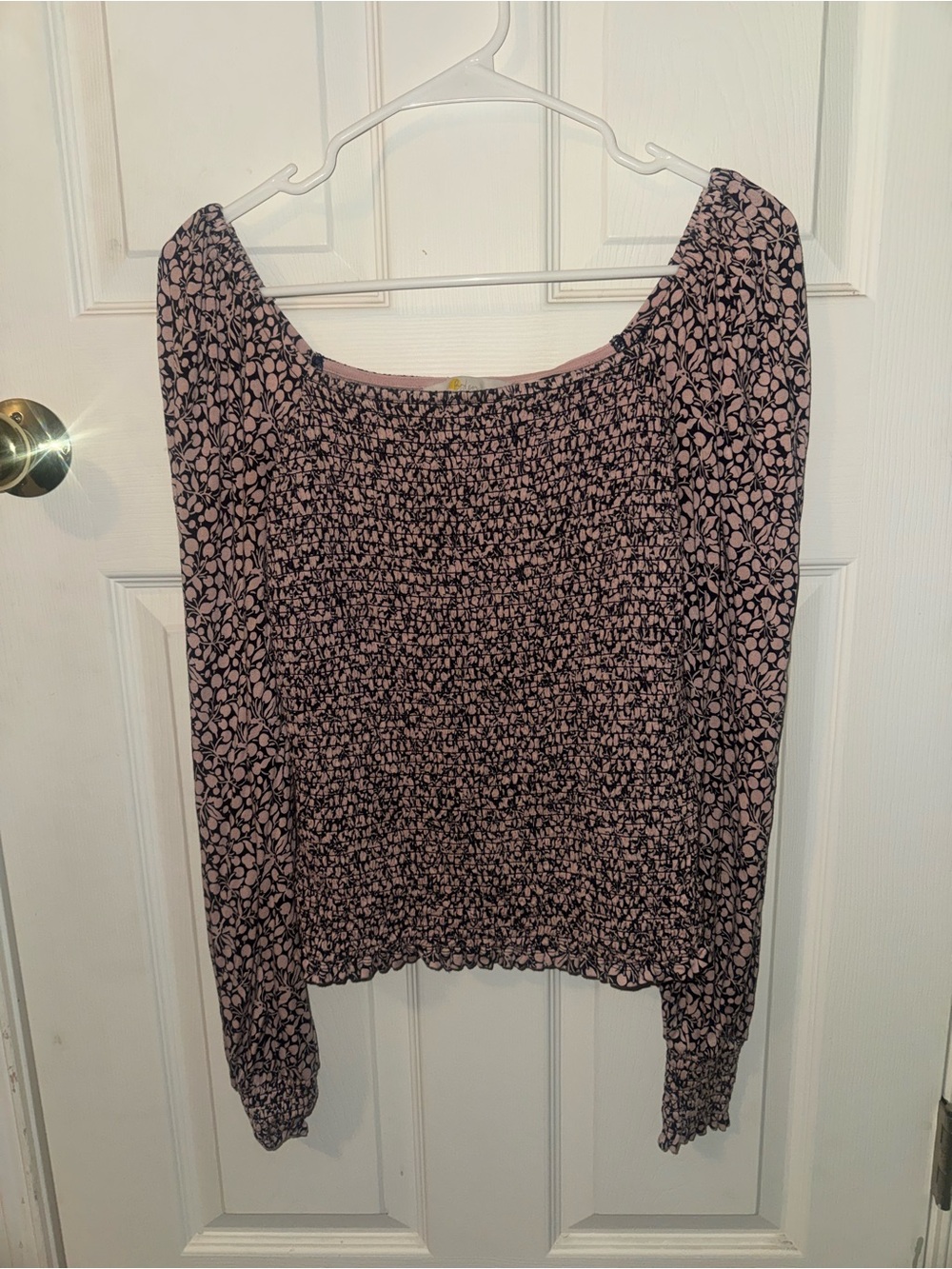 Boden Square Neck Smocked Jersey Blouse
